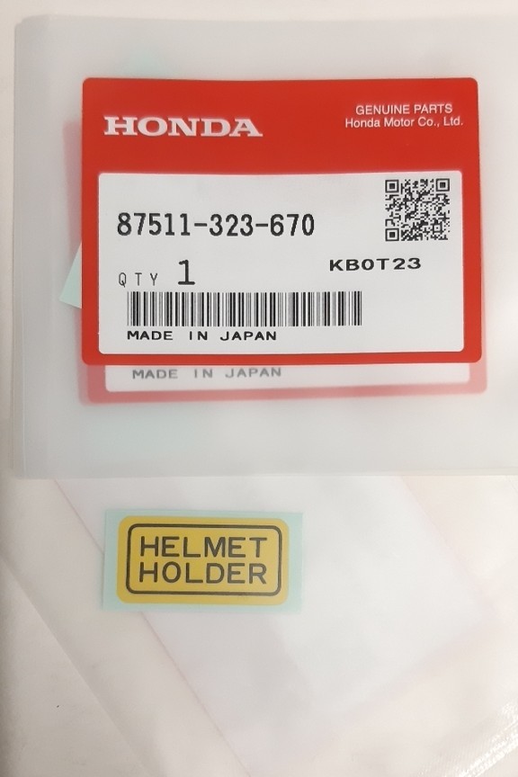 Honda SL70  Helmet Holder Label NOS Rare Vintage OEM 87511-323-670